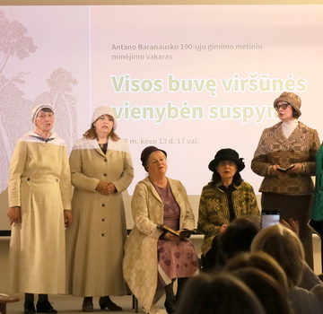Antano Baranausko 190-ųjų gimimo metinių minėjimo vakaras „Visos buvę viršūnės vienybėn suspynę“