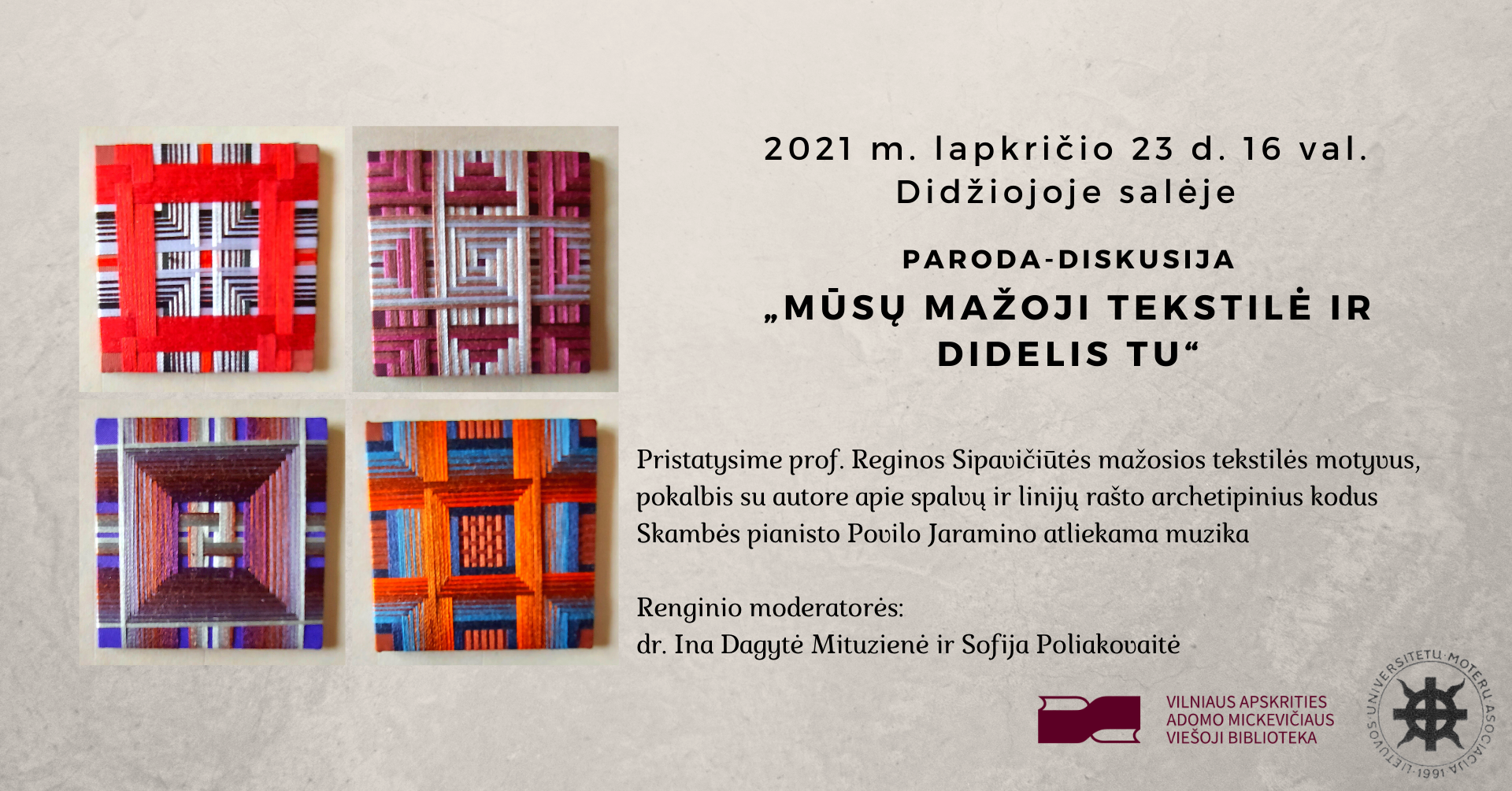 Prof Regina Sipaviciutė Musų Mazoji Tekstilė Ir Didelis Tu Vilniaus Apskrities Adomo Mickeviciaus Viesoji Biblioteka