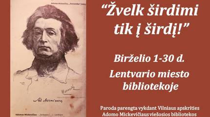 Lentvario bibliotekoje – pažintis su Adomo Mickevičiaus gyvenimu ir kūryba