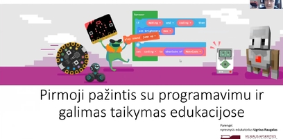 Nuotoliniai mokymai „Microsoft MakeCode - pirmoji pažintis su programavimu ir galimas taikymas...